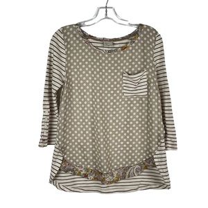 Anthropologie Postmark Mixed Print Pocket Top